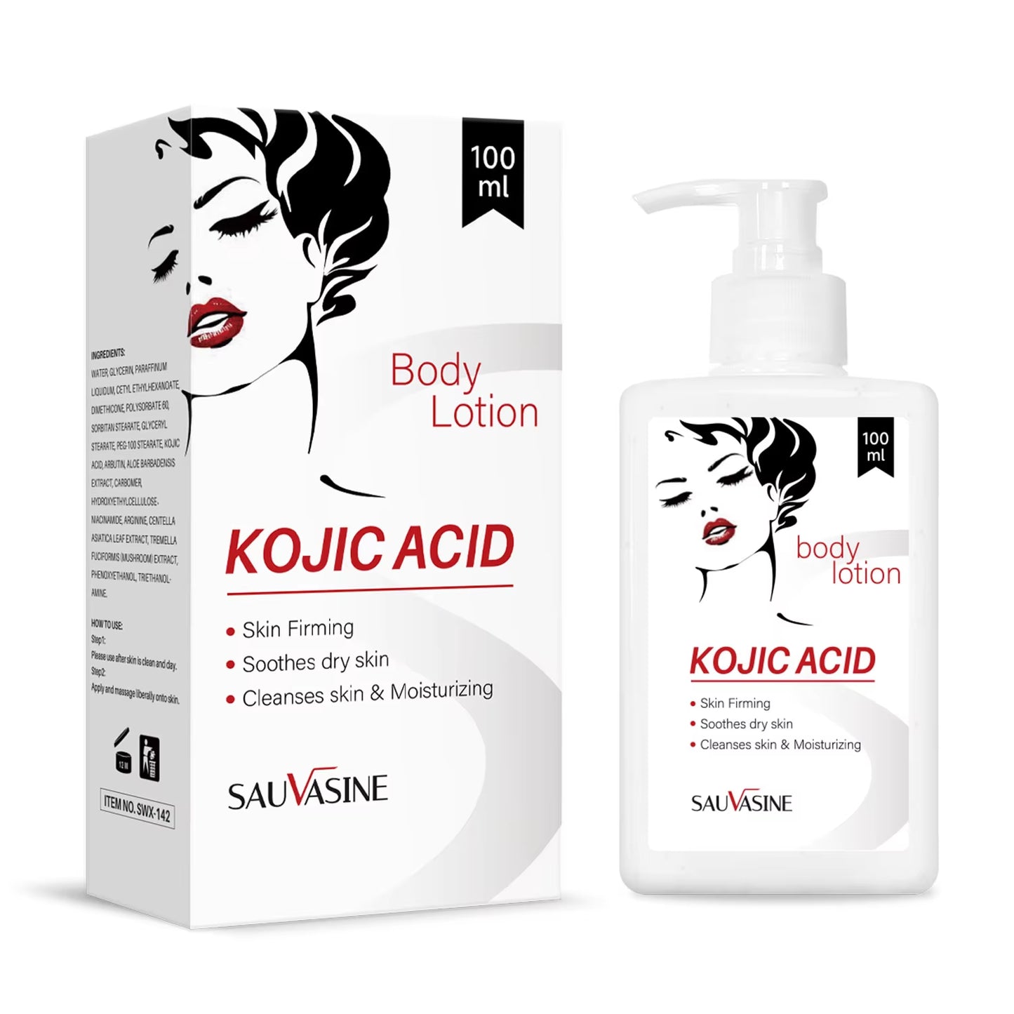 Kojic Acid Body Lotion Skin Brightening Even Skin Tone Bleaching Moisturizing Body Cream Nourishing Smoothing Skin Care