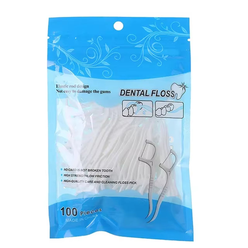 50/100 PCS Floss Family Pack Ultra-Fine Toothpick Disposable Flat Floss Portable Portable Flossing Double Head Use