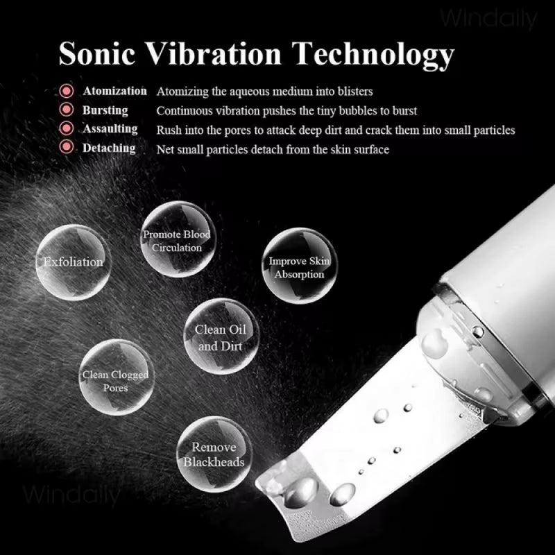 Ultrasonic Skin Care Spatula Vibration Blackhead Remover Cavitation Shovel Facial Exfoliation Skin Care Tools