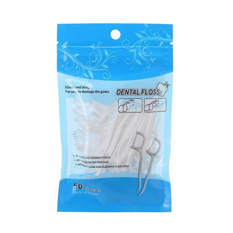 50/100 PCS Floss Family Pack Ultra-Fine Toothpick Disposable Flat Floss Portable Portable Flossing Double Head Use