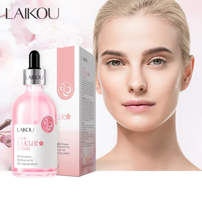 Sakura Face Serum Rose Essence Moisturizing Firming Brightening Fade Fine Lines Beauty Facial Skin Care Products 100Ml