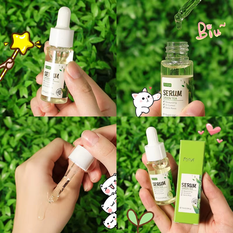 Green Tea Face Serum Oil-Control Anti-Aging Shrink Pores Acne Treatment Whitening Moisturizing Tea Tree Essence Skin Care