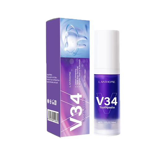 V34 Pro Smile Removal Plaque Stain Purple Corrector Teeth Whitening Toothpaste Enamel Care Easy Reduce Yellowing Oral Clean New