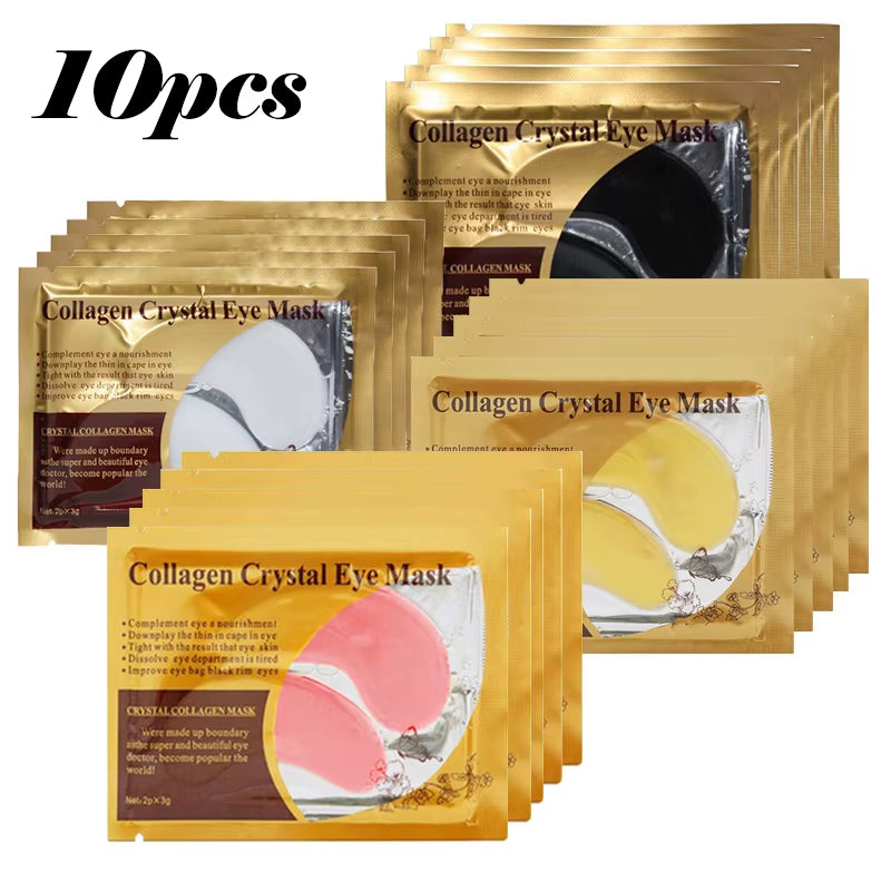 10Pcs Gold Powder Eye Mask Crystal Collagen Anti-Aging Dark Circles Acne Beauty Patches for Eye Skin Care Korean Cosmetics