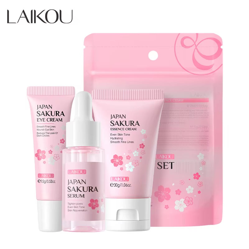 Sakura Skin Care Set Facial Cleanser Moisturizing Face Cream Sunscreen Hydrating Mask Toner Eye Cream Brightening Facial Serum