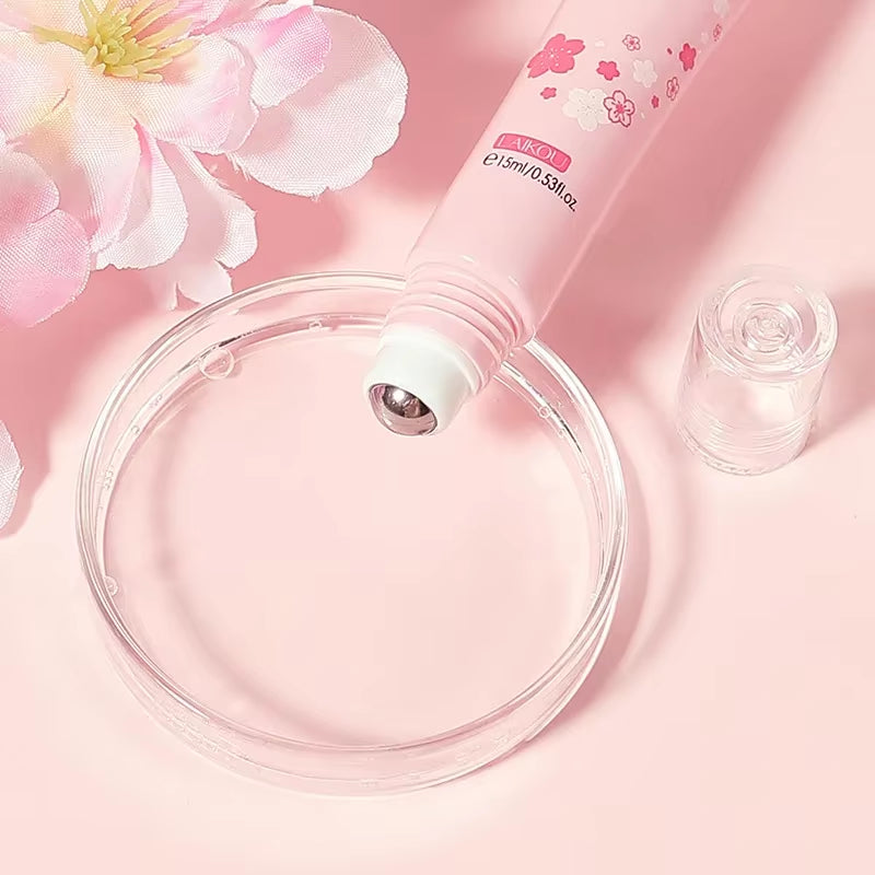 Sakura Eye Serum Eye Roller Massage Hyaluronic Acid Skin Care Eye Bags Cream Moisturizing Dark Circles 15Ml