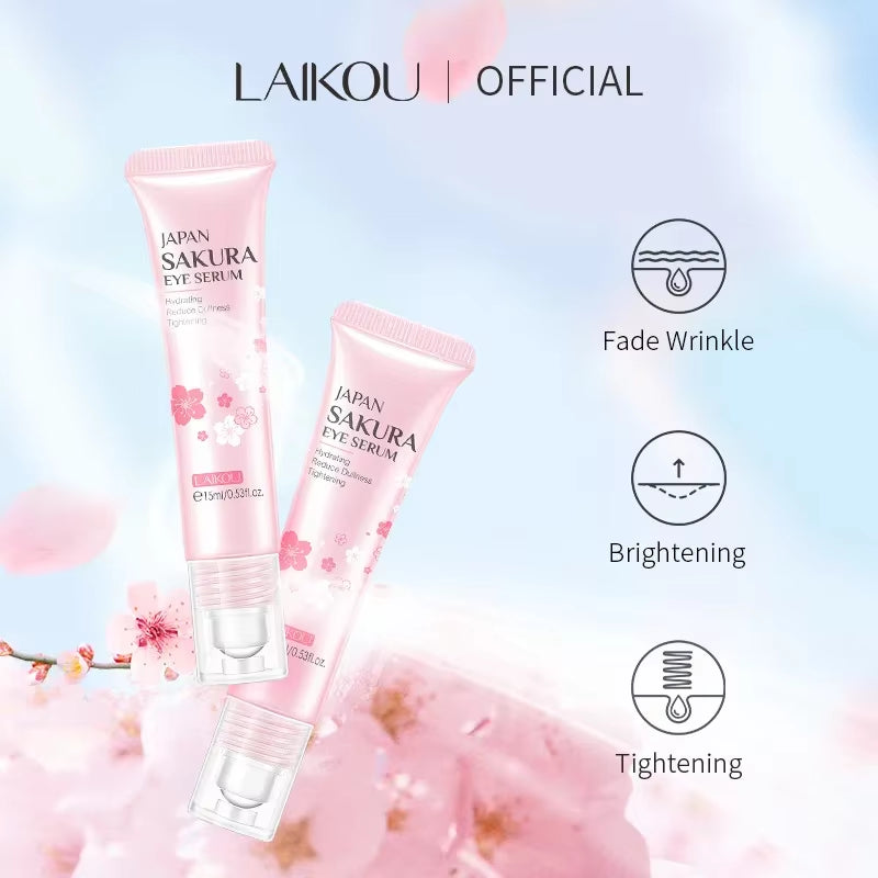 Sakura Eye Serum Eye Roller Massage Hyaluronic Acid Skin Care Eye Bags Cream Moisturizing Dark Circles 15Ml