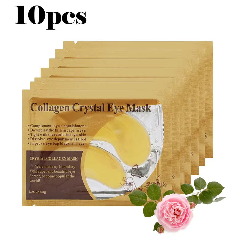 10Pcs Gold Powder Eye Mask Crystal Collagen Anti-Aging Dark Circles Acne Beauty Patches for Eye Skin Care Korean Cosmetics