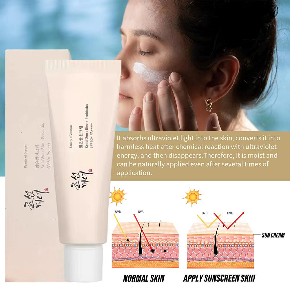 Korean Rice Probiotics Sunscreen Relief Sun Spf 50+ High Sun Protection Hydrating Moisturizing Skin Sun Lotion Oil Control