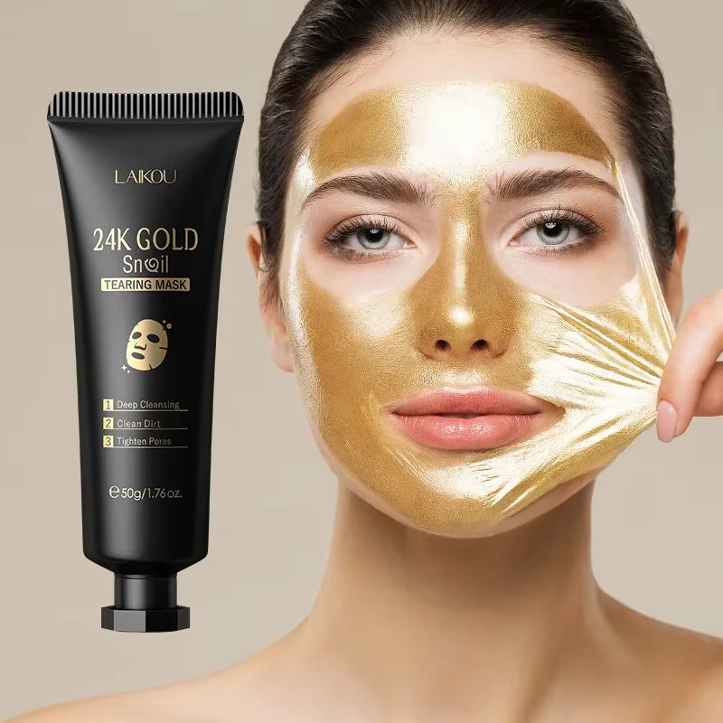 24K Gold SNAIL TEARING Mask Deep Cleansing Remove Blackhead Face Care 50G