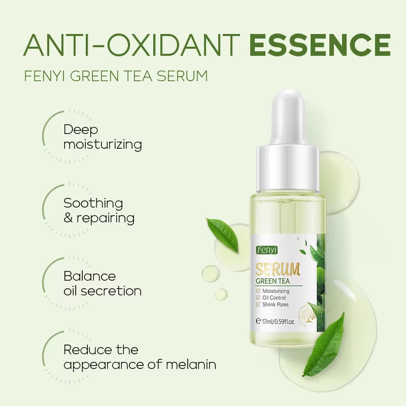 Green Tea Face Serum Oil-Control Anti-Aging Shrink Pores Acne Treatment Whitening Moisturizing Tea Tree Essence Skin Care