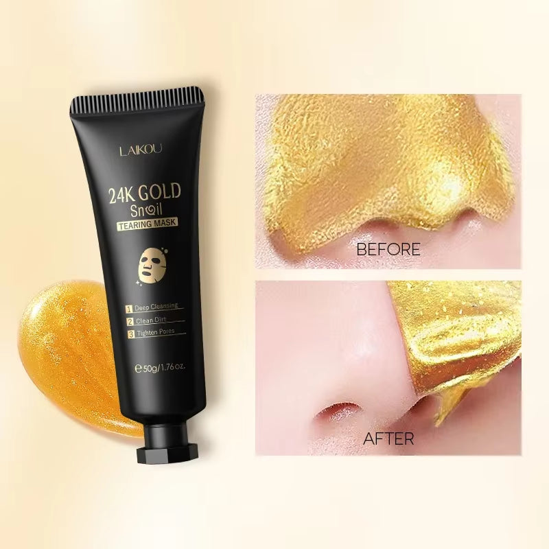 24K Gold SNAIL TEARING Mask Deep Cleansing Remove Blackhead Face Care 50G