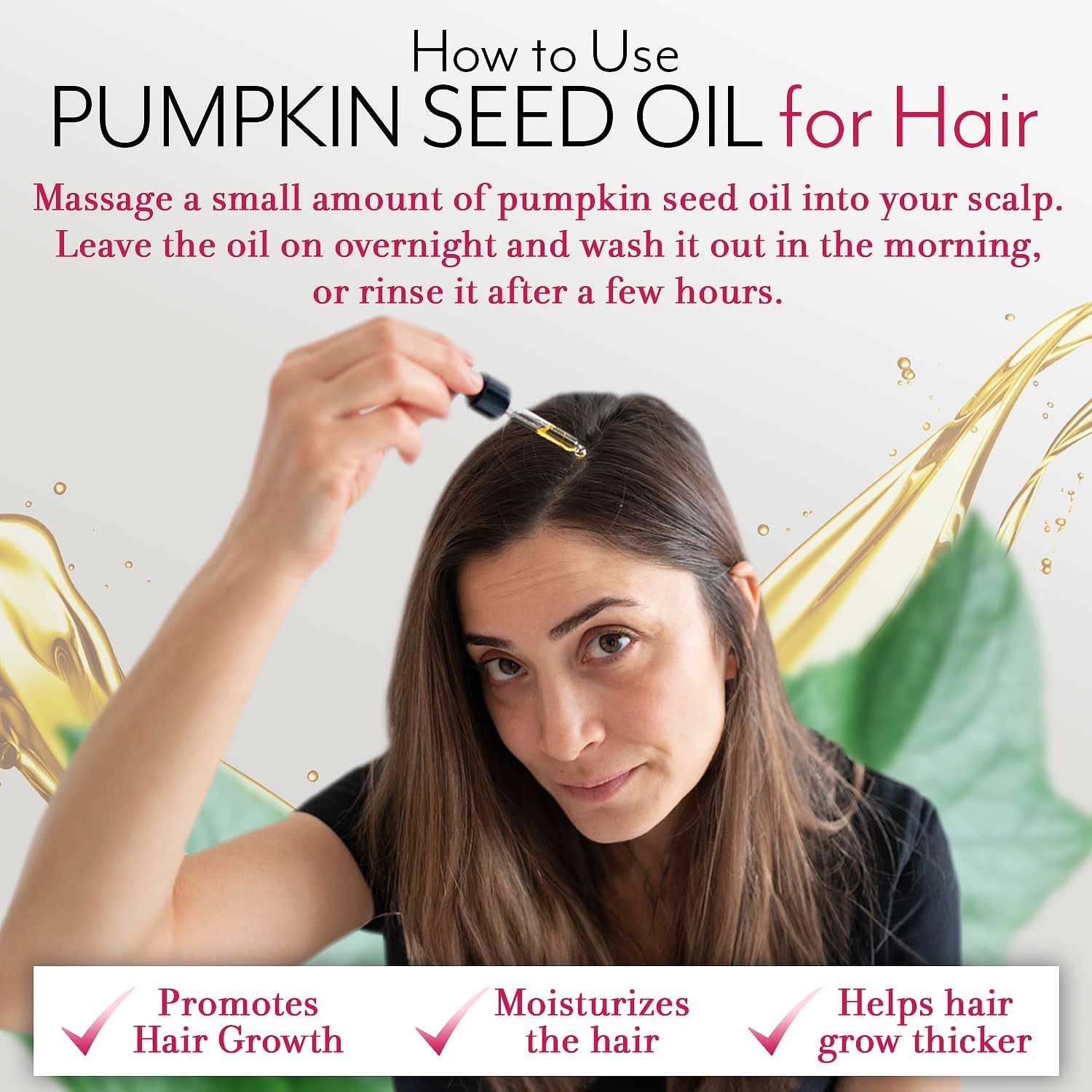 Pumpkin Seed Oil for Hair Growth 2 Oz, 100% Pure Pumpkin Seeds Oil for Skin and Nails - Natural Pumpkin Seed Extract for Moisturizing Scalp, Dry and Rough Skin