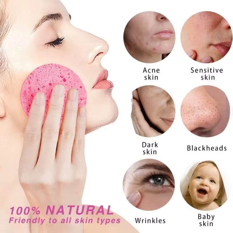 10PCS Compress Face Wash Puff Natural Wood Pulp Sponge Face Wash Puff Foaming Face Puff Cosmetic Puff Face Cleansing Sponge