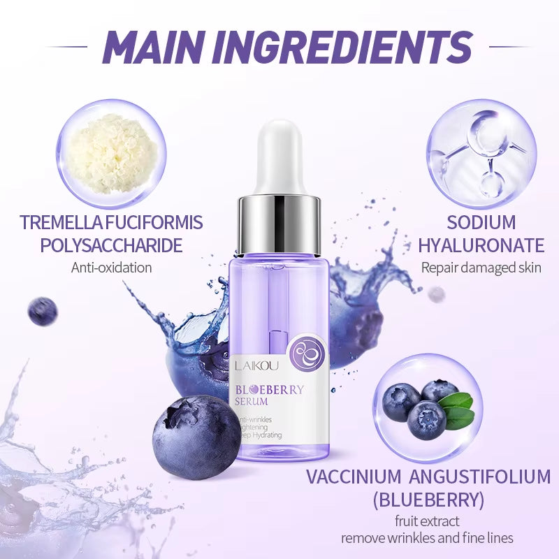 Blueberry Facial Serum Moisturing Skin Hydrating Repair Skin Improve Roughness Smoothing Hyaluronic Acid Skin Care