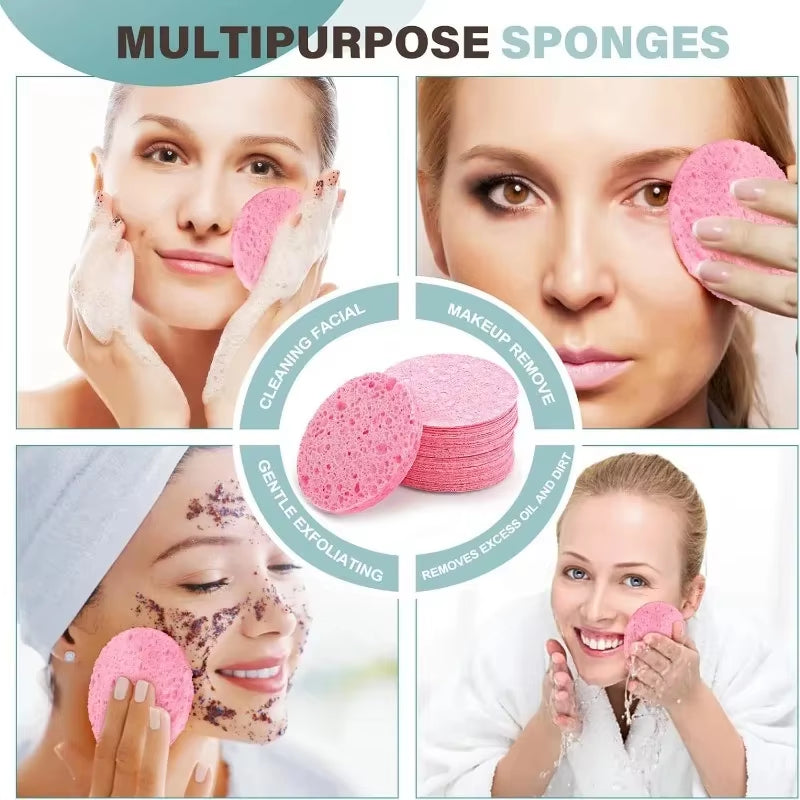 10PCS Compress Face Wash Puff Natural Wood Pulp Sponge Face Wash Puff Foaming Face Puff Cosmetic Puff Face Cleansing Sponge