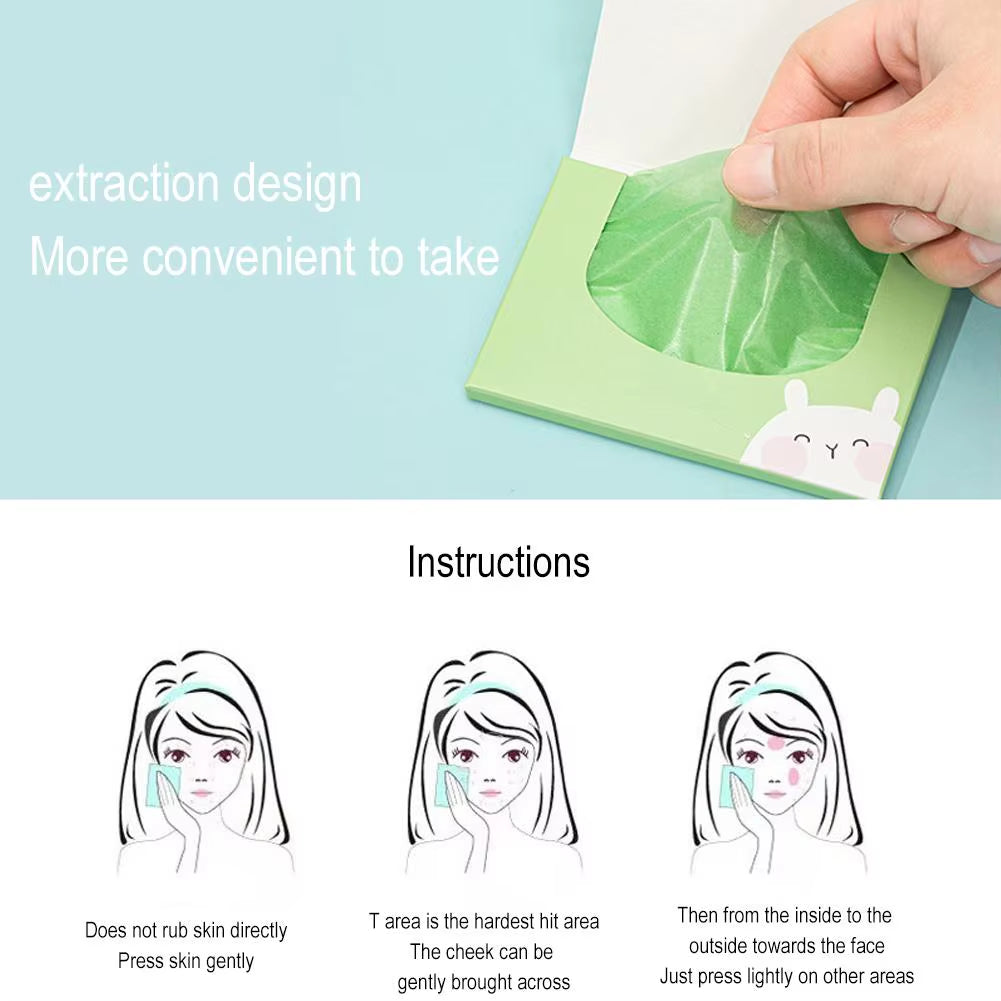 100Pcs  Face Oil Blotting Paper Protable Matting Face Wipes Facial Cleanser Oil Control Oil-Absorbing Face Cleaning Tools