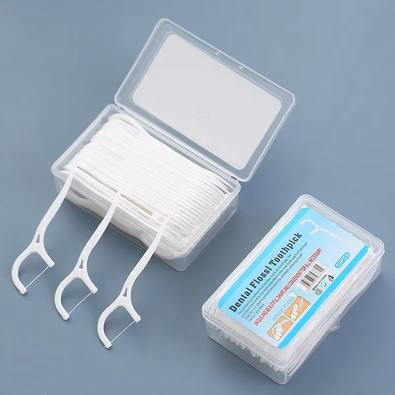 50/100 PCS Floss Family Pack Ultra-Fine Toothpick Disposable Flat Floss Portable Portable Flossing Double Head Use