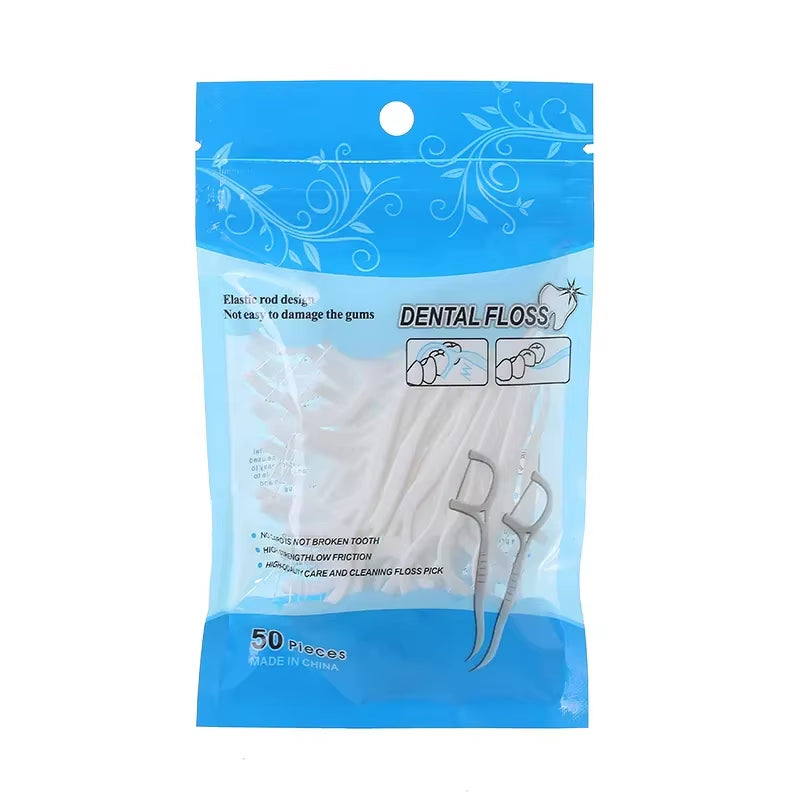 50/100 PCS Floss Family Pack Ultra-Fine Toothpick Disposable Flat Floss Portable Portable Flossing Double Head Use