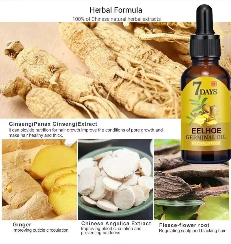 7 Day Fast Hair Growth Oil Ginger Growth Hair Treatment anti Hair Loss Men Women Scalp Treatment Serum Products Beauty Product