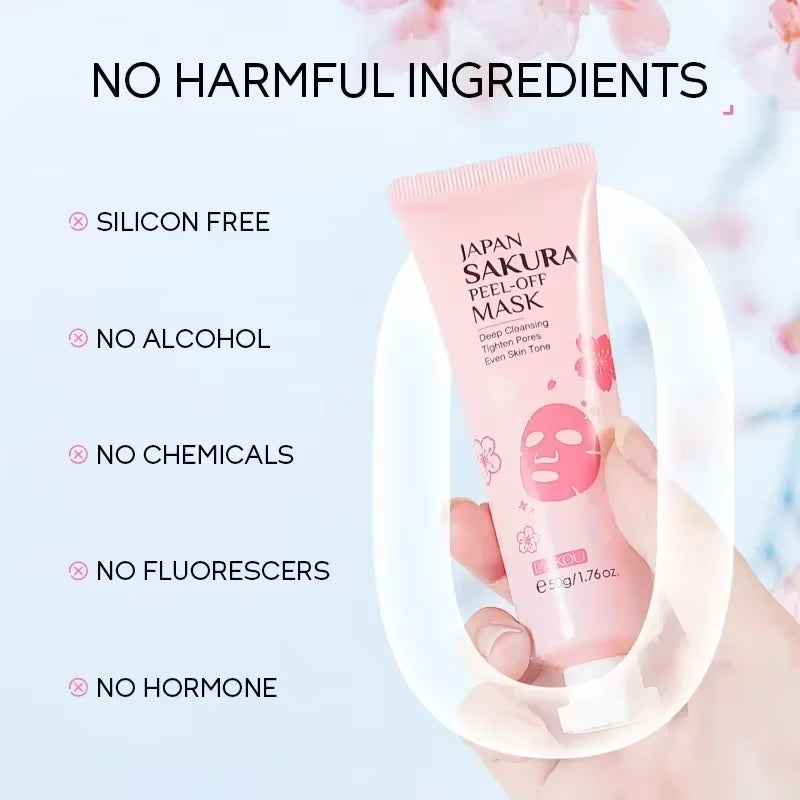 Sakura Peeling Face Mask Deep Cleansing anti Aging Hydrating Repairing Brighten Skin Tone Facial Skin Care 50G